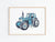 Blue tractor print watercolor