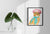 Cat in beret hat tabby wall poster watercolor