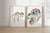 Set of 2 T-rex dinosaur painting watercolour