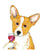 Welsh corgi wine dog portrait painting