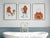 Set of 3 brown poodle dog toilet painting