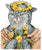 Dandelion flower cat peeking painting