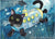 Black cat submarine painting