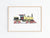 Train yellow locomotive print watercolor