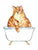 Set of 3 orange cat bath watercolor painting print