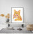 Orange cat brushing teeth watercolor painting print