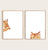 Set of 2 orange cat peeking watercolor painting print