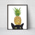 Pineapple cat kitchen wall poster watercolor