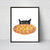 Pizza cat painting kitchen wall poster watercolor