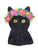 Black cat with flower wreath peeking painting watercolor