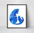 Blue cat painting watercolor