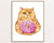 Cat with donut painting wall poster watercolor