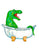 T-rex taking bath dinosaur painting watercolour