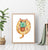 Succulent flower pot cat peeking painting wall poster watercolor