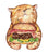 Burger cat painting kitchen wall poster watercolor