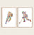 Set of 2 girl hockey players art game watercolor painting print