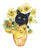 Sunflower pot cat peeking painting watercolor