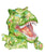 T-rex floss flossing brushing teeth dinosaur painting watercolour