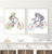 Set of 2 girl mountain biking art game watercolor painting print