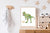 T-rex dinosaur walking dog painting watercolour