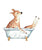 Deer taking bath watercolor painting print