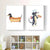 Set of 2 dog dachshund hotdog watercolor painting print
