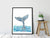 Humpback whale tail watercolor painting print - bedroom decor wall art