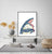 Whale brushing teeth bath watercolor painting print