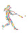 Girl baseball players art game play sport print watercolor