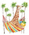 Giraffe in hammock watercolor painting print