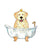 Dog golden retriever taking bath watercolor painting print