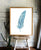 Blue feather bird watercolor painting print art