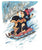 Dachshund dog sledding painting