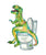 Dino T-rex toilet watercolor painting print